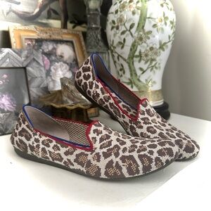 Rothy’s Mocha Spot Loafers Retired Leopard Print Slip On Flats